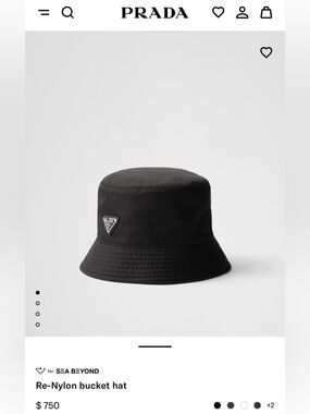 Prada Black Nylon Hat with White Logo Label